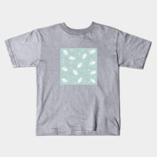 Palms Pattern aquamarine, blue, green, leaves, tropical , fall TeePublic Kids T-Shirt